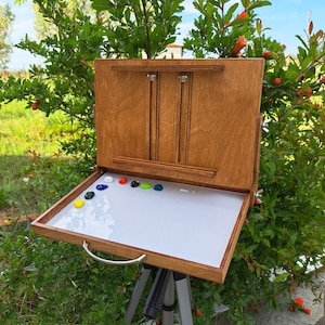 Caja Pochade para pintura PLEIN AIR, caballete de artista portátil y para exteriores, caja liviana para pinturas al óleo, tapa reversible pochadebox tamaño M