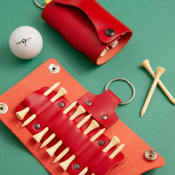 Personalised Leather Golf Tee Holder