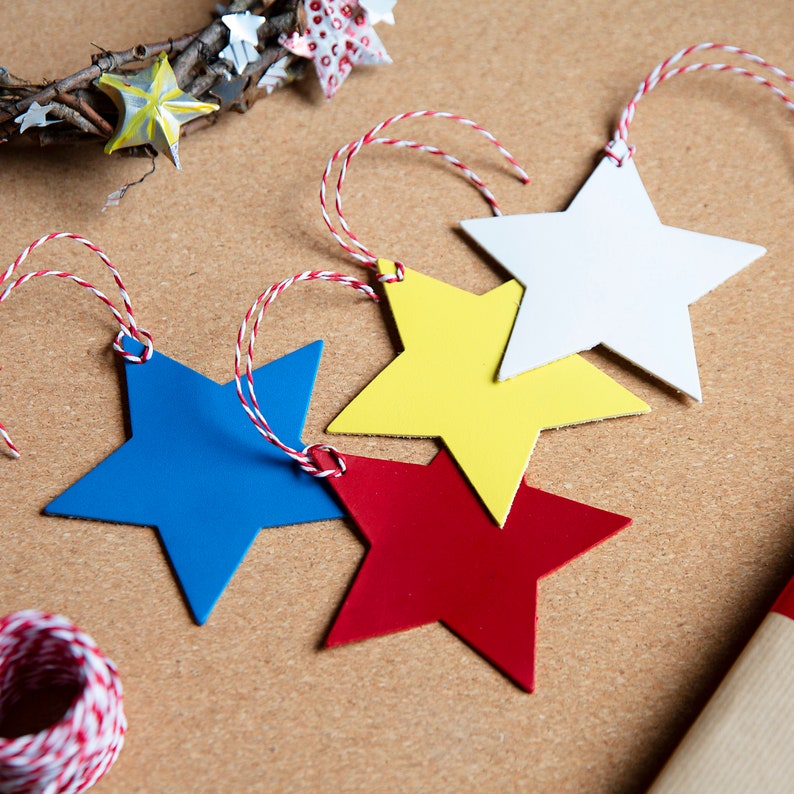 Leather Christmas Star Decorations Set image 2