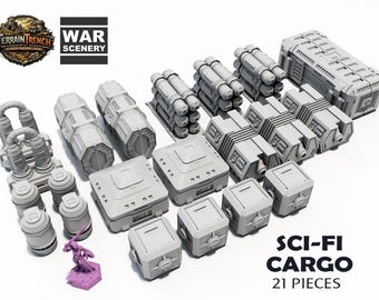 21 x Sci-fi Cargo Scenery Terrain SET A for War Games 28mm/32mm