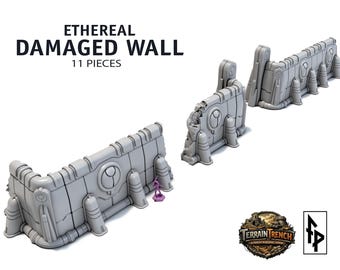 Ethereal Damaged Wall - Xenos Scifi Scenery Terrain 28/32mm