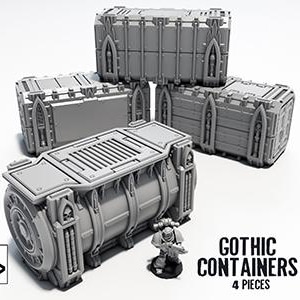 Gothic Containers 4x - Wargame Terrain 28/32mm