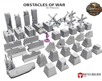 41x Obstáculos de Guerra - Terreno de escenografía para juegos de guerra 28/32 mm
