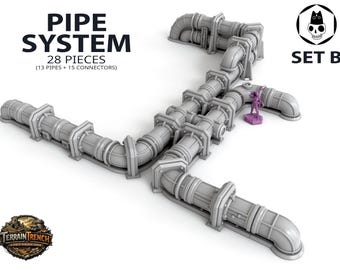 Modular Sci-fi Pipe System - Scenery Terrain for war games 28mm/32mm
