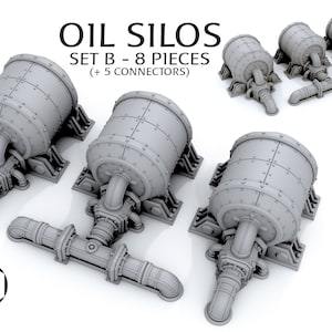 Modular Sci-fi Oil Silos Pipe System - Scenery Terrain for war games 28mm/32mm