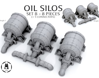 Modular Sci-fi Oil Silos Pipe System - Scenery Terrain for war games 28mm/32mm