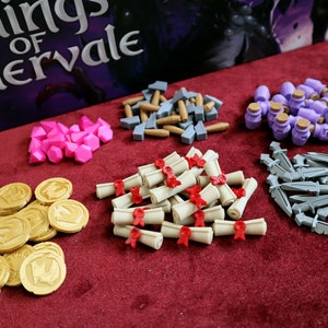 Dwellings of Eldervale 3D Printed Upgraded Resource tokens