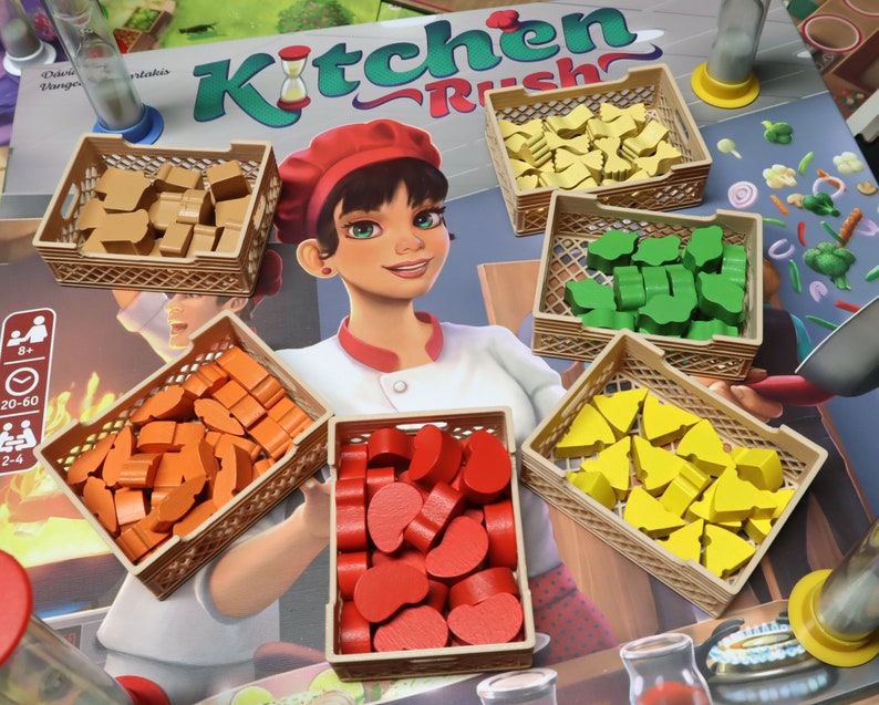 Set of 6 Kitchen Rush Board Game Food Crates Etsy