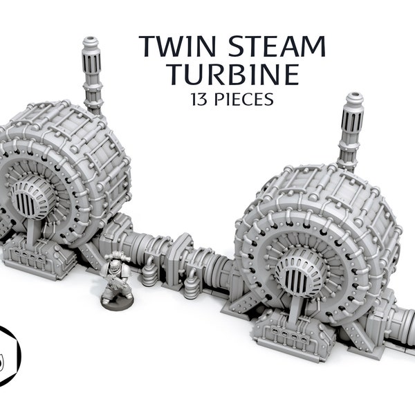 Twin Steam Turbine Scenery Terrain for War Games 28mm/32mm