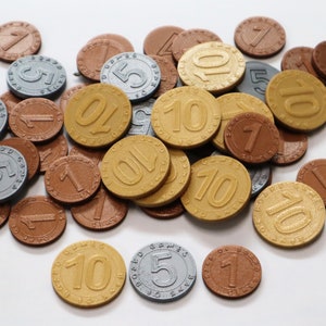 Monedas y billetes: componentes de juegos de mesa impresos en 3D