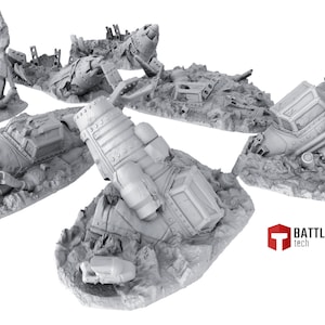 7x Crashed Orc Planes Scenery Terrain set for War Games 28mm/32mm