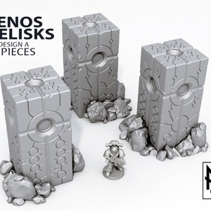 3x Xenos Obelisks Alien Scenery Terrain for War Games 28mm/32mm