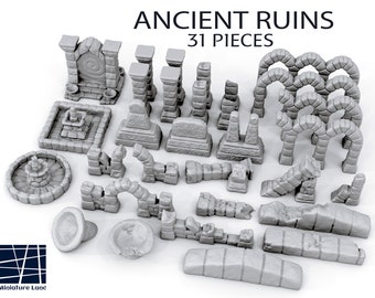 31 x Ancient Ruins Fantasy Scenery Terrain SET A for War Games 28mm/32mm