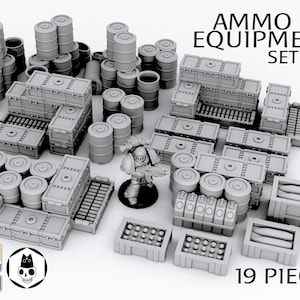 19 x Ammo and Equipment Scenery Terrain SET A for War Games 28mm/32mm