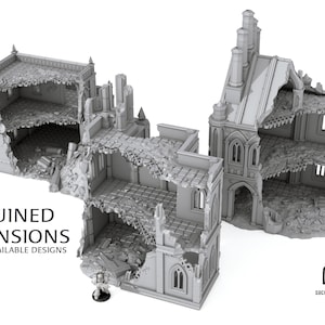Ruined Gothic Mansions - Scenery Terrain for War Games 28mm/32mm