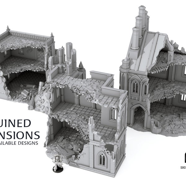Mansiones góticas en ruinas - Terreno escenográfico para juegos de guerra 28 mm/32 mm