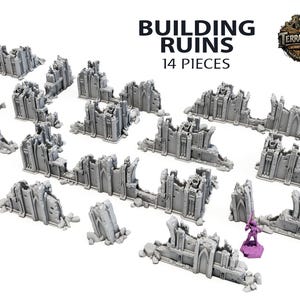 14x Building Ruins - Gothic Wargaming Scenery Terrain 28/32mm
