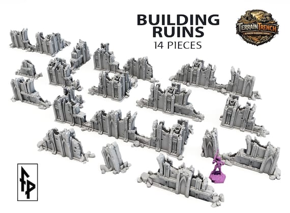 14x Building Ruins - Gothic Wargaming Scenery Terrain 28/32mm