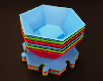 6 Stackable boardgame token Organizers with bases