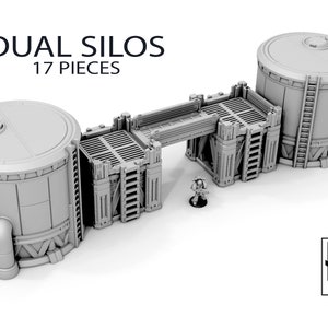 Dual Silos Sci-fi Scenery Terrain for war games 28mm/32mm