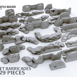 29 x Street Barricades - Road Blocks Scenery Terrain set for War Games 28mm/32mm