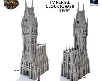 Torre del reloj imperial con interior - Terreno de fantasía para juegos de guerra y rol 28 mm/32 mm