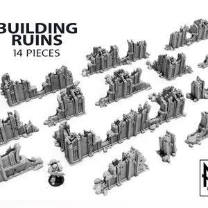 14x Building Ruins - Gothic Wargaming Scenery Terrain 28/32mm
