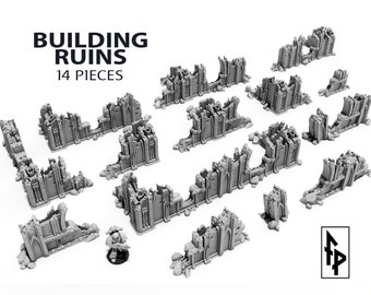 14x Building Ruins - Gothic Wargaming Scenery Terrain 28/32mm