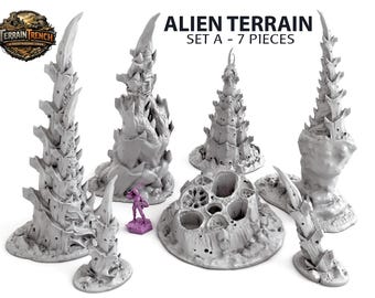 Terreno de escenario alienígena de ciencia ficción SET B para juegos de guerra a escala 28 mm/32 mm