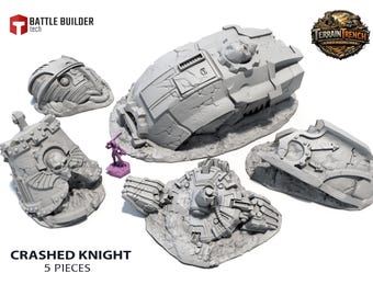 Crashed Knight - Large Sci fi Scatter Terrain - War Games 28/32mm