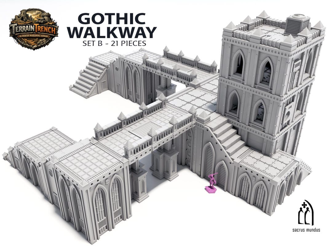 Gothic Walkway - B - Modular Scenery Terrain for War Games 28/32mm - Etsy