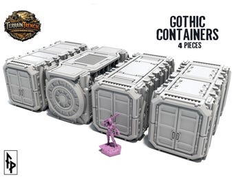 Contenedores góticos 4x - Terreno de juego de guerra 28/32 mm