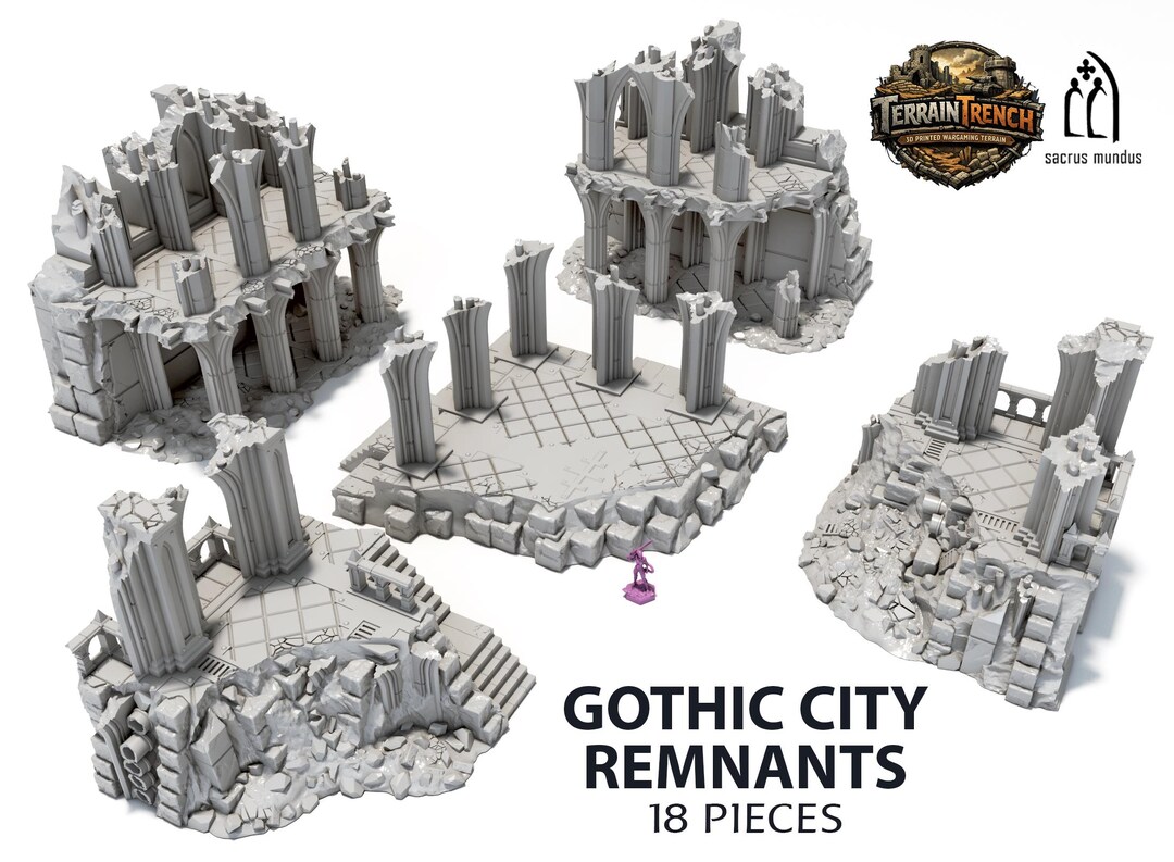 Gothic City Remnants - Large Wargaming Scenery Terrain 28/32mm - Etsy
