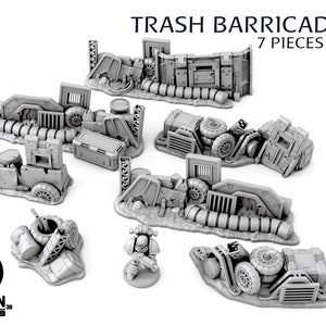 Trash Barricades - Road Blocks Scenery Terrain set for War Games 28mm/32mm