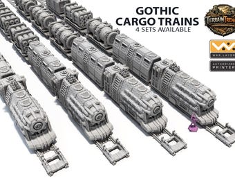 Trenes de carga góticos de ciencia ficción - Terreno de escenografía para juegos de guerra 28 mm/32 mm