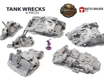 Tank Wrecks - Sci-Fi Scenery Terrain for War Games 28/32mm