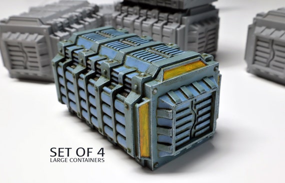 STL file Warhammer Terrain Set with Containers Crates and others Scifi  Elements