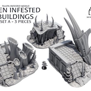 Alien Infested Buildings - Set A - Scenery Terrain for War Games 28/32mm