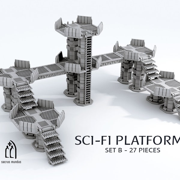 Grote modulaire sci-fi-platforms Set B - Landschapsterreinset voor oorlogsspellen 28 mm/32 mm