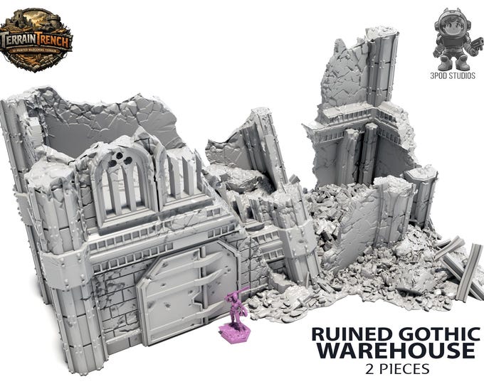 Ruined Warehouse - Gothic Scenery Terrain for War Games 28mm/32mm - Etsy