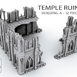 Temple Ruins Building Scenery Terrain SET 1 for War Games 28/32mm