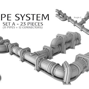 Modular Sci-fi Pipe System - Scenery Terrain for war games 28mm/32mm