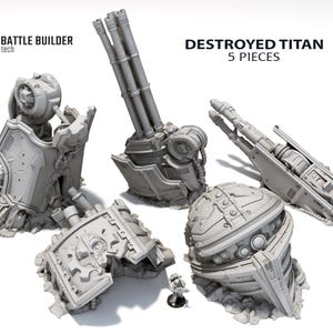 Destroyed Titan - Large Sci fi Scatter Terrain - War Games 28/32mm