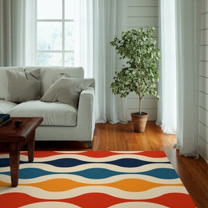 70s Rug, Groovy Decor, 70s Decor, Colorful Rug, Geometric Rug, Boho Rug, 70s Home Decor, Area Rug, Accent Rug, Runner Rug, Rainbow Rug
