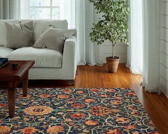 William Morris matta, bohomatta, mandalamatta, orange matta, vintagematta, cottagecore-matta, blommig matta, vintageblommor, William Morris