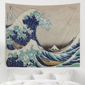 Japanese Wave Tapestry, Great Wave Kanagawa, Vintage Wall Hanging, Vintage Tapestry, Japanese Wall Art, Nature Tapestry, Japanese Wall Art