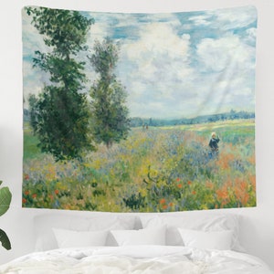 Claude Monet Tapestry, Monet Tapestry, Monet Decor, Poppy Fields Decor, Monet Painting, Nature Tapestry, Fine Art Tapestry, Monet Wall Art