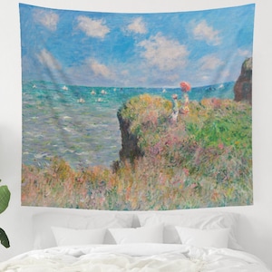 Claude Monet Tapestry, Monet Wall Art, Monet Gift, Ocean Tapestry, Monet Ocean, Fine Art Tapestry, Ocean Painting, Monet Home Decor