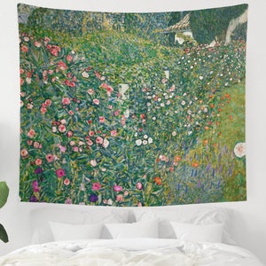 クリムトのタペストリー、美術装飾、緑のタペストリー、自然のタペストリー、アートのタペストリー、油絵、花柄のタペストリー、クリムトの絵画、寮のタペストリー