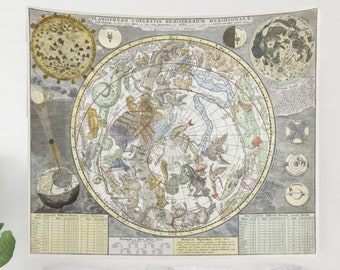Zodiac Tapestry, Astrology Tapestry, Vintage Astrology, Moon Tapestry, Constellation Decor, Zodiac Wall Art, Vintage Tapestry